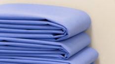 Folded blue drape sheet