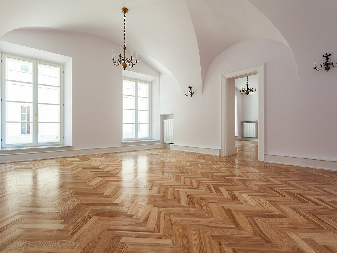 Empty interior in an elegan new house with wood floor