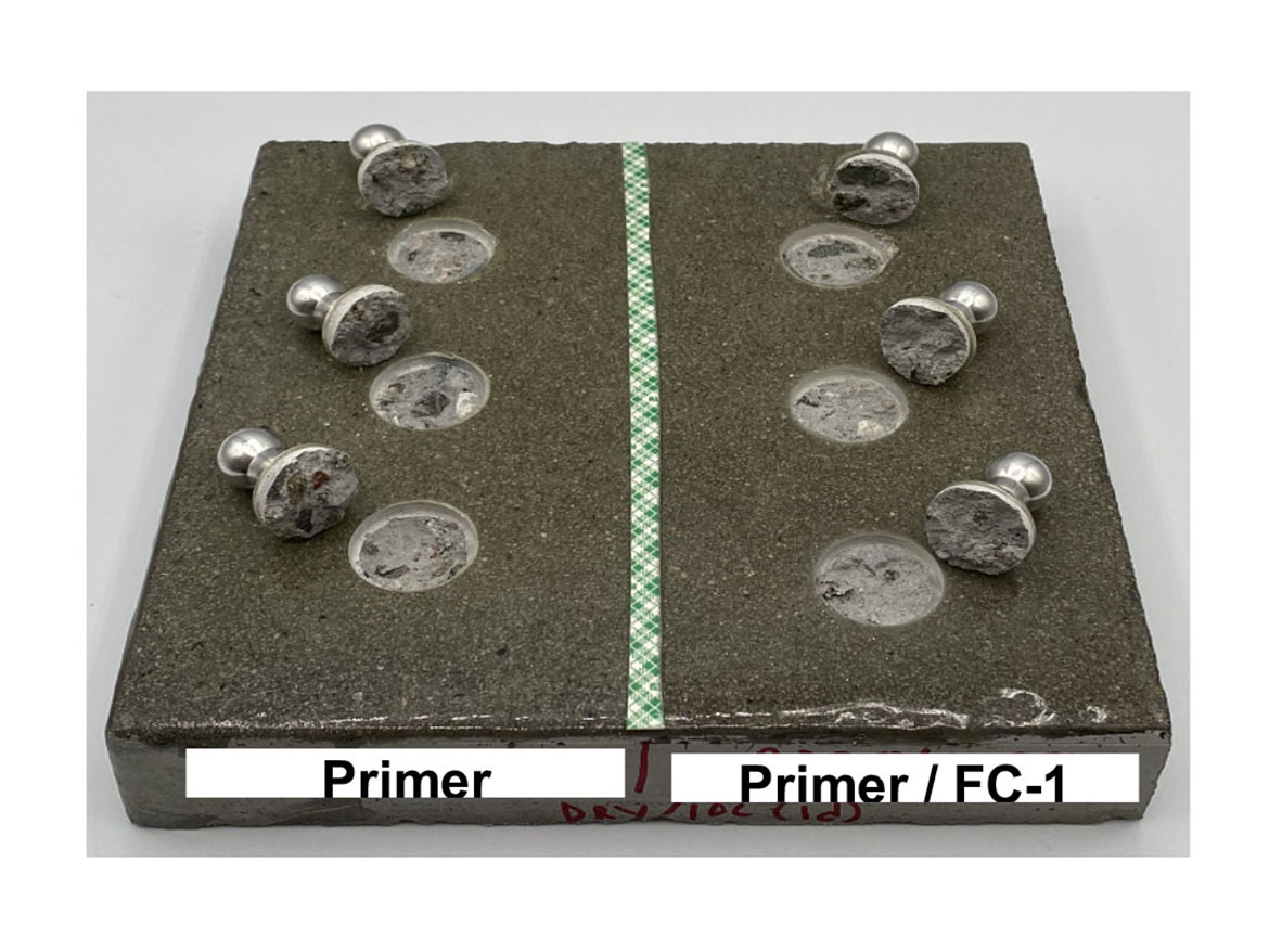 ASTM D7234, all samples show cohesive failure using standard bisphenol A resin diluted with 10% Epodil 748.