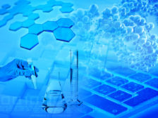 biochemical research and medical analysis abstract blue background