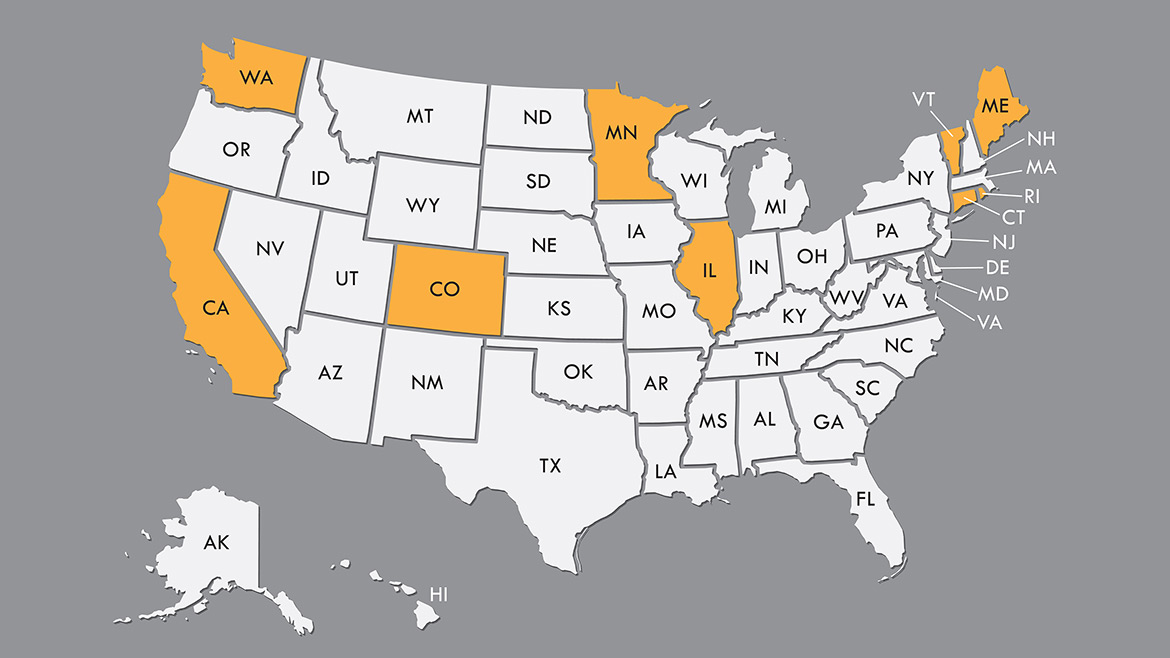 Map of states with PFAS legislation.