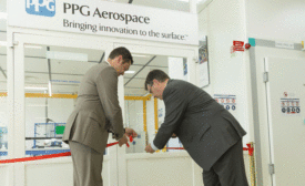 Ribbon cutting for electrocoat (e-coat) aerospace primer pilot operation