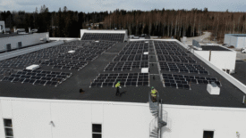 Photo of solar panels on Teknos manufacturing facility